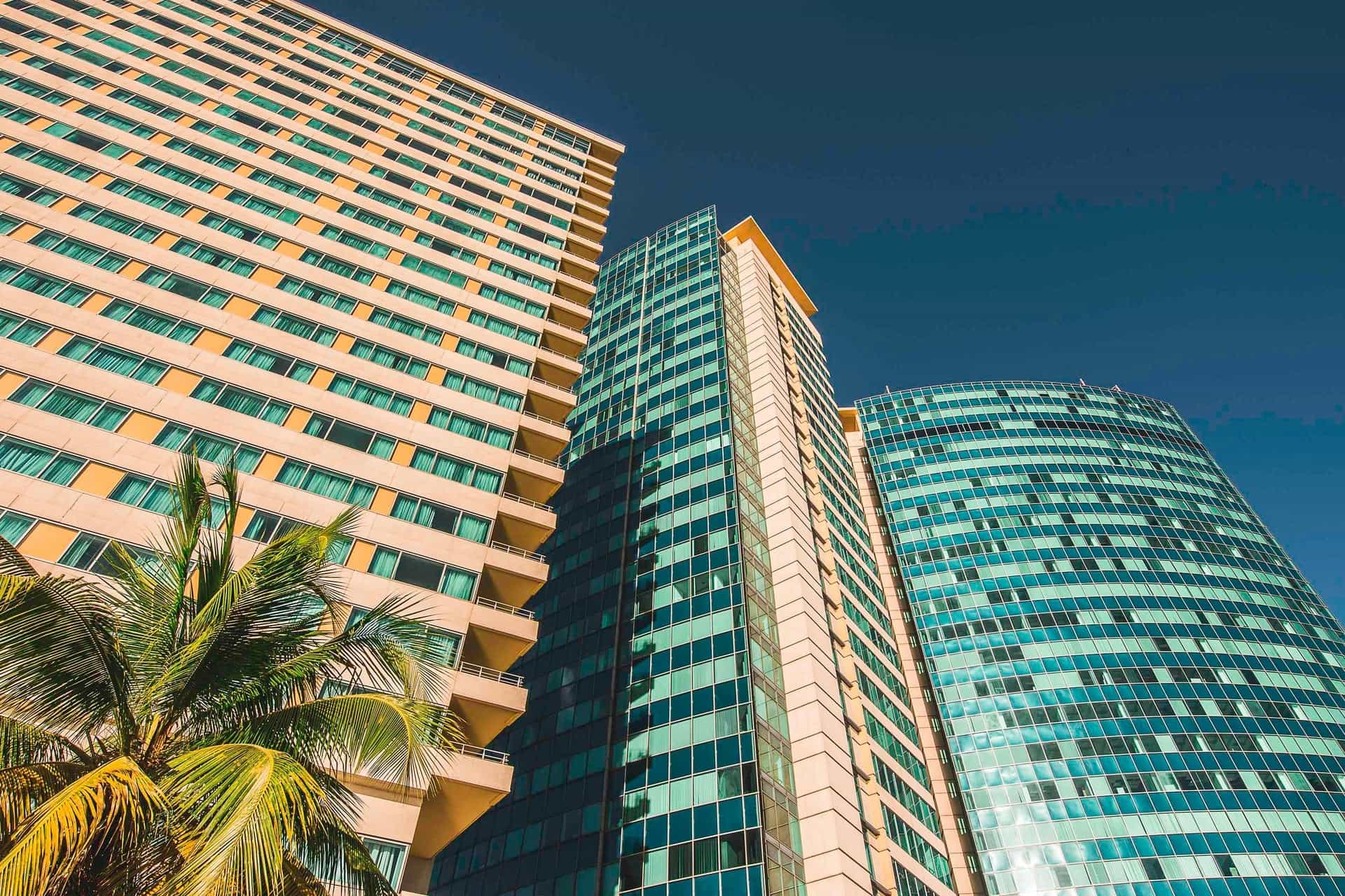 Background image of Port of Spain buildings
